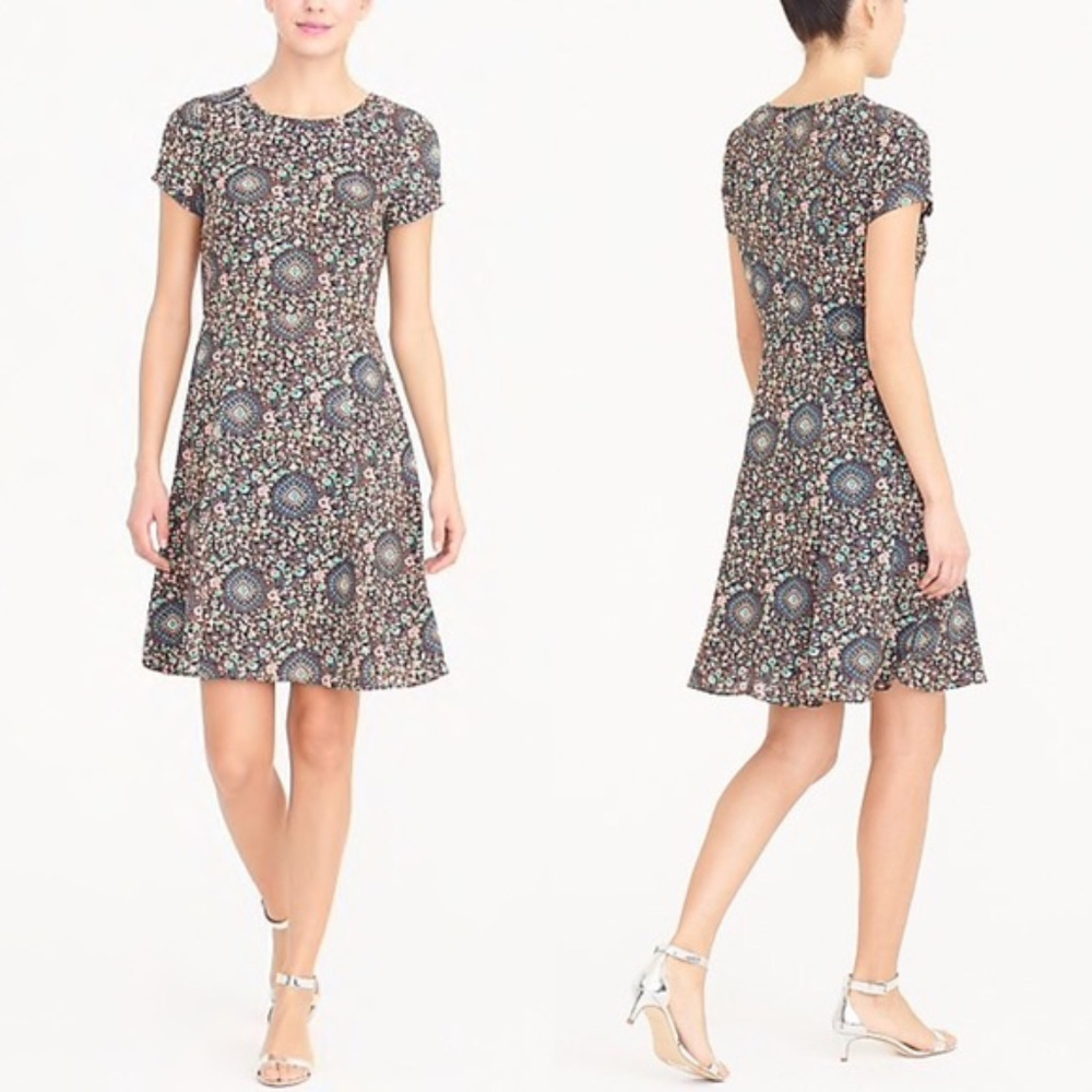 NWT J. Crew floral chiffon flare dress sz 8